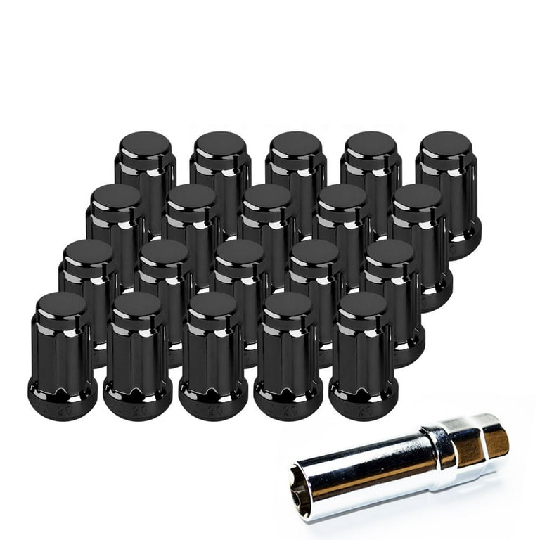 1/2"-20 1.38" SHANK CLOSED WHEEL NUTS BLACK (5 PACK)