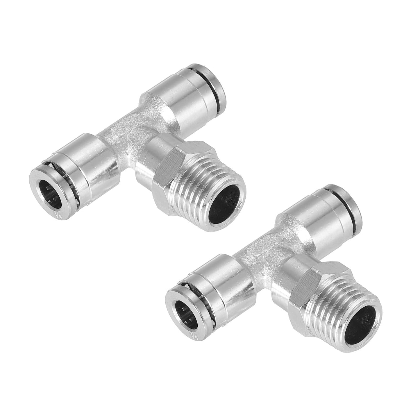 1/4" NPT TEE TO 2 X 1/4" 120 SERIES NYLON SILVER FITTING
