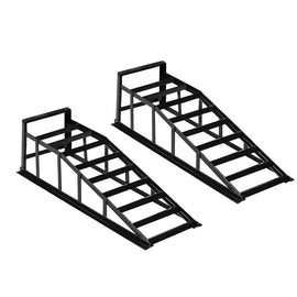 Car Ramp Pair 2000kg – Extra-Wide Heavy-Duty Steel Ramps (2 Ton Capacity) - Black