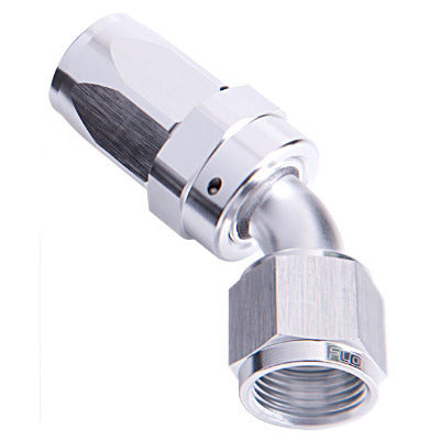 -8AN TAPER SERIES 45 DEGREE HOSE END SILVER