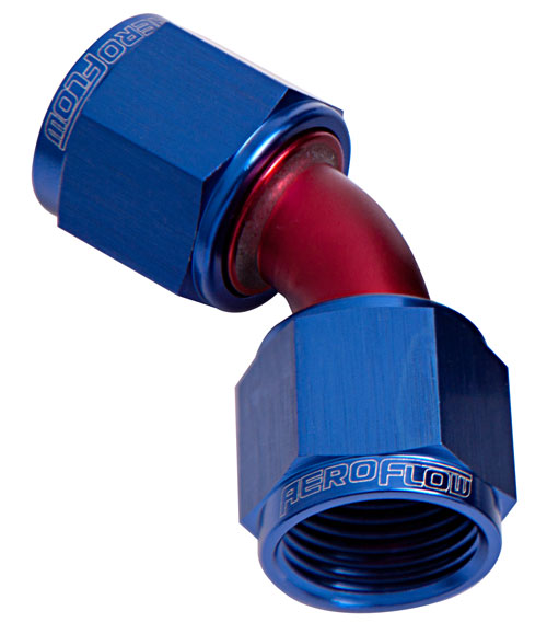45 DEG FEMALE FLARE -4AN BLUE SWIVEL UNION