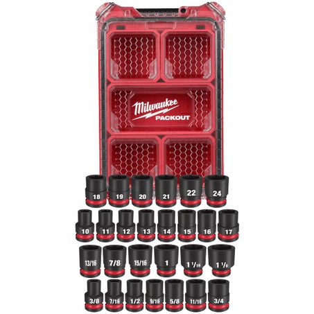 SHOCKWAVE 1/2IN DR 27P METRIC AND SAE STANDARD IMPACT PACKOUT SOCKET SET - 49666804