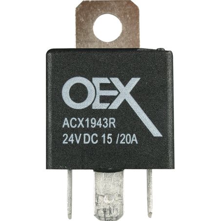 OEX ACX1943RBL Mini Relay – 24V Change Over, 15/20A, Sealed, Resistor Protected, 5 Pin