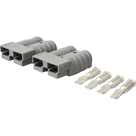 OEX ACX2760 50A Genuine Grey Anderson Connector Kit – 1 Pair with Silver Terminals for 4WD, Trailer, Caravan Use