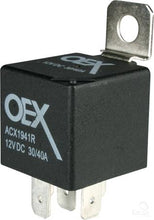 Load image into Gallery viewer, OEX ACX1941RBL Mini Relay 12V – Change Over 30A/40A, Resistor Protected, Sealed, 5-Terminal, Ideal for Automotive and Industrial Use