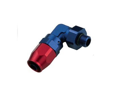 3/8" TUBE 90 deg female -6AN BLUE SWIVEL NUT WITH OLIVE