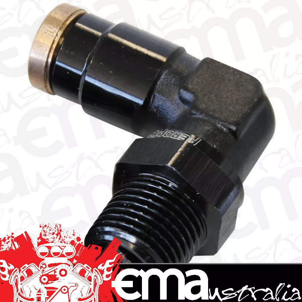 1/4" NPT 90 DEGREE TO 1/4" 120SERIES NYLON BLACK FITTING