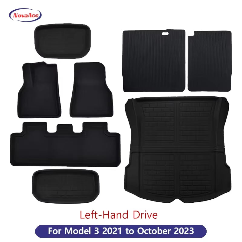 For Tesla Model Y 3 Highland Floor Mat Trunk Luggage Mat LHD RHD 2017 to 2024 2025 Left Right Rudder Four Seasons Floor Liner / Lhd M3 23 10-24 8...