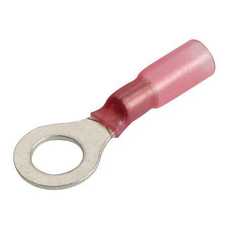 6.3mm Heat Shrinkable Red Crimp Terminal Ring Pack of 50