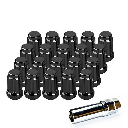 1/2"-20 1.38" SHANK CLOSED WHEEL NUTS BLACK (5 PACK)