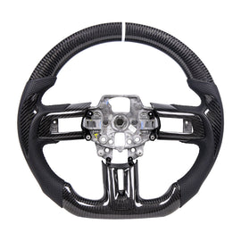 100% Real Carbon Fiber Steering Wheel No Heated for 2015-2017 Mustang EcoBoost GT Shelby-Mustang GT350 GT350R 2.3L 5.0L