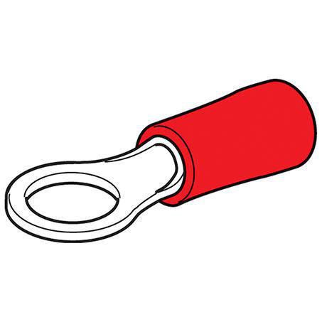 5mm Red Insulated Ring Crimp Terminal Pack - 100 Piece