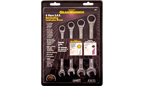 4 Piece SAE Gear Ratchet Wrench Set