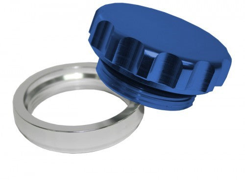 1" ALUM WELD BUNG AND CAP RAW WELD ON / BLUE CAP