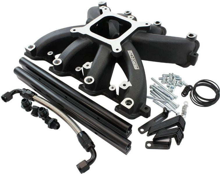 GM LS CARBY INTAKE MANIFOLD CATHEDRAL PORT EFI LS1 LS2 BLACK Aeroflow - AF6250-5000