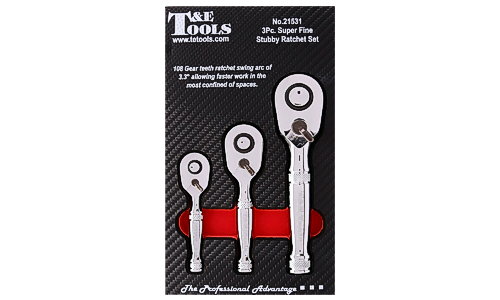 3 Piece Super Fine Stubby Ratchet Set