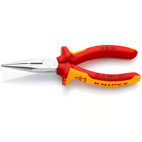 160mm Snipe Nose Pliers with Insulated Handles