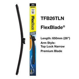 Tridon Flexblade Wiper Blade Top Lock Push Button Narrow 650mm