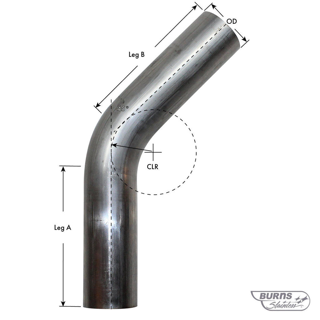 4" O.D EXHAUST X PIPE 45 DEG BENDS 304 STAINLESS STEEL