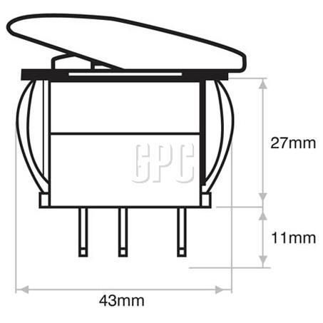 Narva Sealed Rocker Switch Off/On SPST 12V Blue Illuminated (Contacts Rated 20A @ 12V)