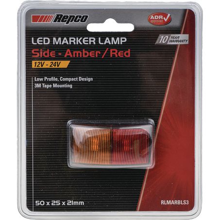 Repco 12-24V LED Amber/Red Side Marker / Indicator Lamp 58x35x25mm