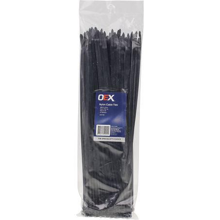 4.8mm x 370mm OEX Black Nylon Cable Ties - 100 Piece
