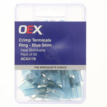 Load image into Gallery viewer, Blue heat shrink ring terminal OEX ACX3178 5mm ID