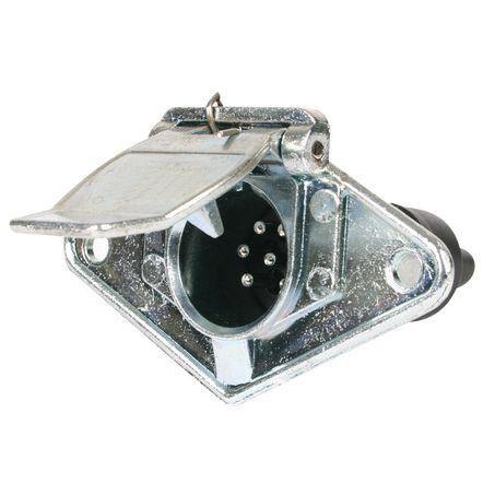 7 Pin Round Small Trailer Socket - Metal