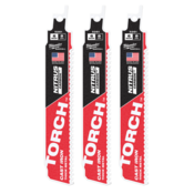 150mm (6") 8TPI SAWZALL The TORCH W/ NITRUS CARBIDE Teeth Blade (3 Pack)