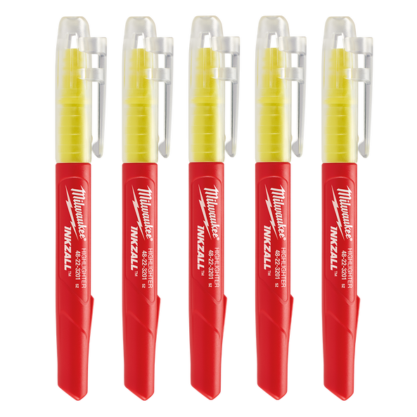 5 Pack INKZALL Highlighters - Yellow