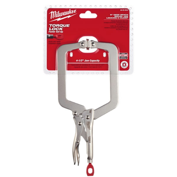 9" Torque Lock Deep Reach Locking C-Clamp Pliers Swivel Jaw