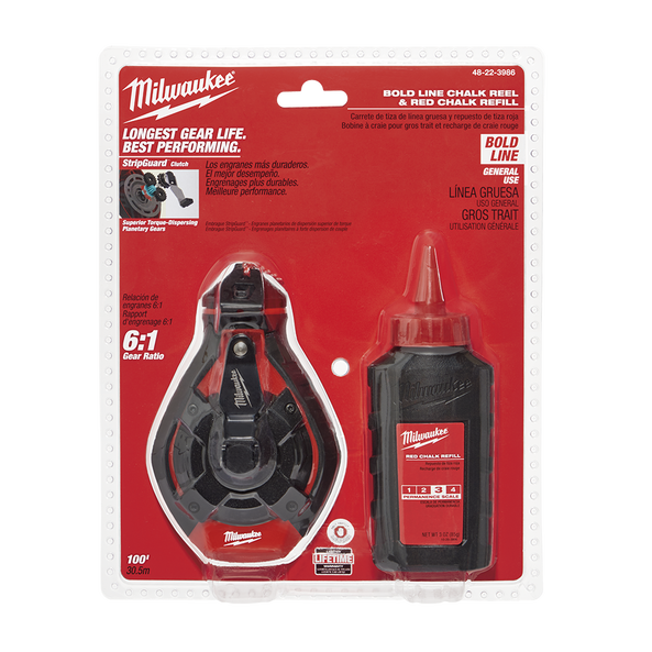30m Bold Line Chalk Reel Kit with Red Chalk