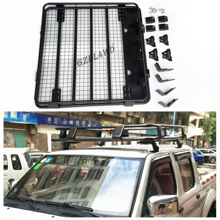 4x4 Aluminum Alloy & Steel Luggage Roof Rack Black Universal Install Screws Brackets for Hilux Ranger D-Max Pickup 2011-