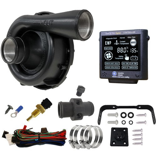 Davies Craig BLACK EWP150 Combo – 12V 150LPM Water Pump & Controller, Suit Big HP Engine, DC-8975