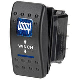 Narva Sealed Rocker Switch Momentary On/Off/Momentary On DPDT 12V Blue Illuminated Winch Symbol (Contacts Rated 20A @ 12V Only)