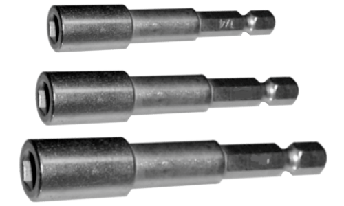 3 Piece Long Series 1/4" Hex Magnetic Nut Setter Set