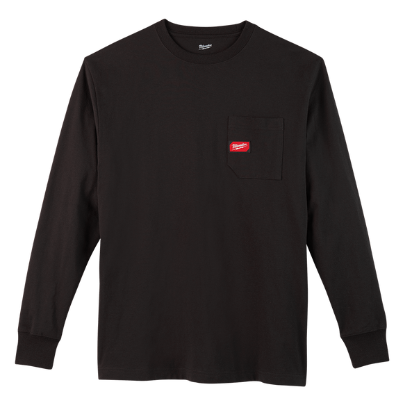 Heavy Duty Pocket Tee Long Sleeve Shirt - Black - XXL