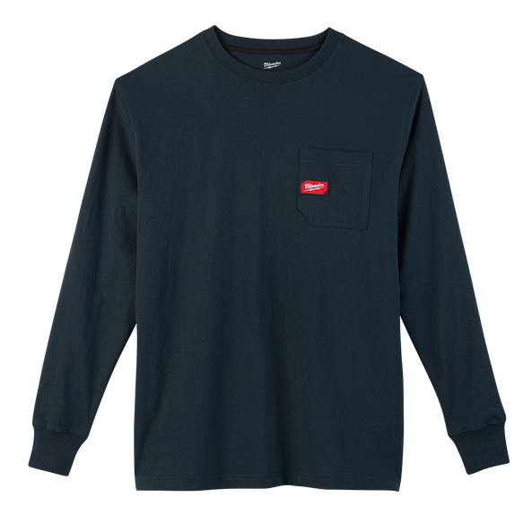 Heavy Duty Pocket Tee Long Sleeve Shirt - Blue - Large