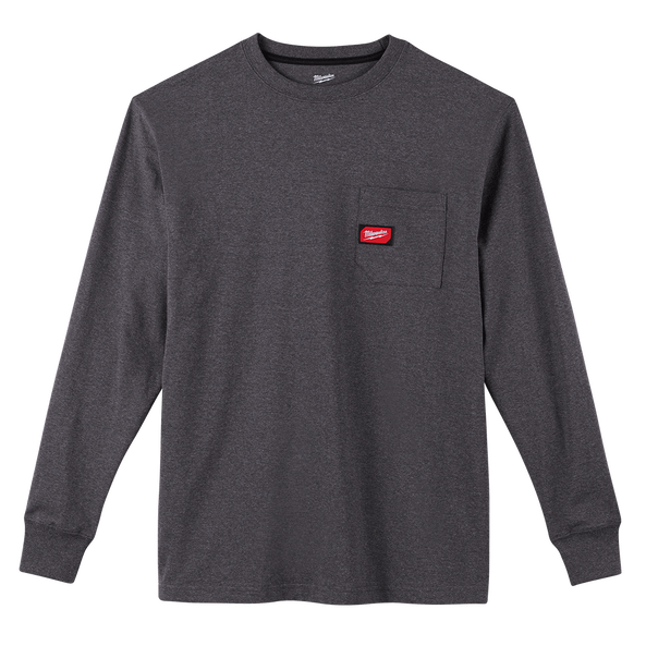 Heavy Duty Pocket Tee Long Sleeve Shirt - Grey - XXL