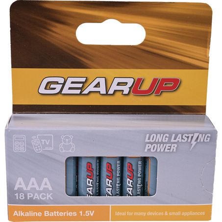 AAA Battery - GearUp Alkaline 18pk, 1.5V 1250mAh