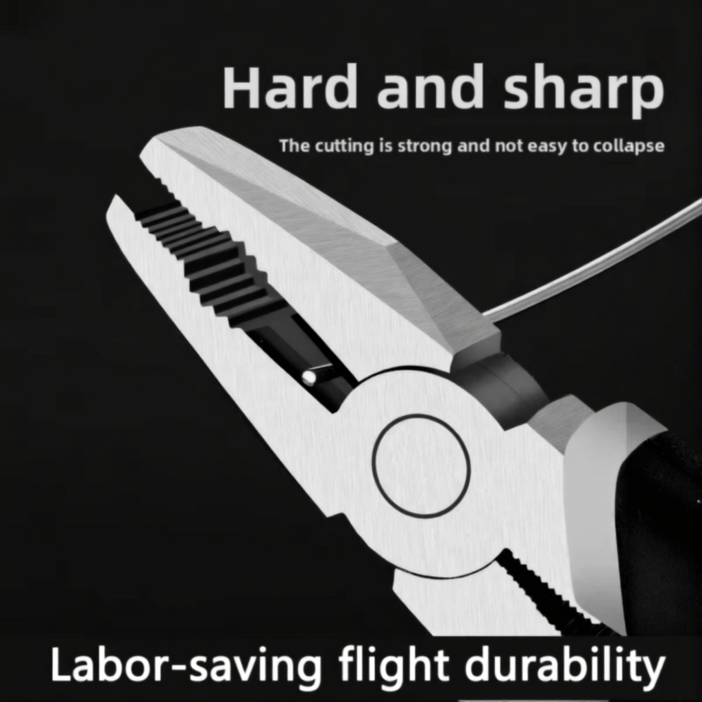 8-Inch Industrial Needle Nose Pliers – Chrome Vanadium Steel Multi-Functional Wire Pliers with Serrated Grip