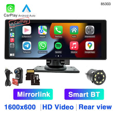 Load image into Gallery viewer, 10.26 Inch Portable Car MP5 Player Mirrorlink Wireless Carplay Android Auto Car Stereo BT TF USB DVR Rearview for Universal / With 8C Dvr 64G
