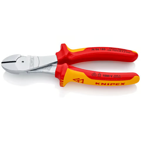 180mm High Leverage Diagonal Cutting Pliers - VDE Insulated