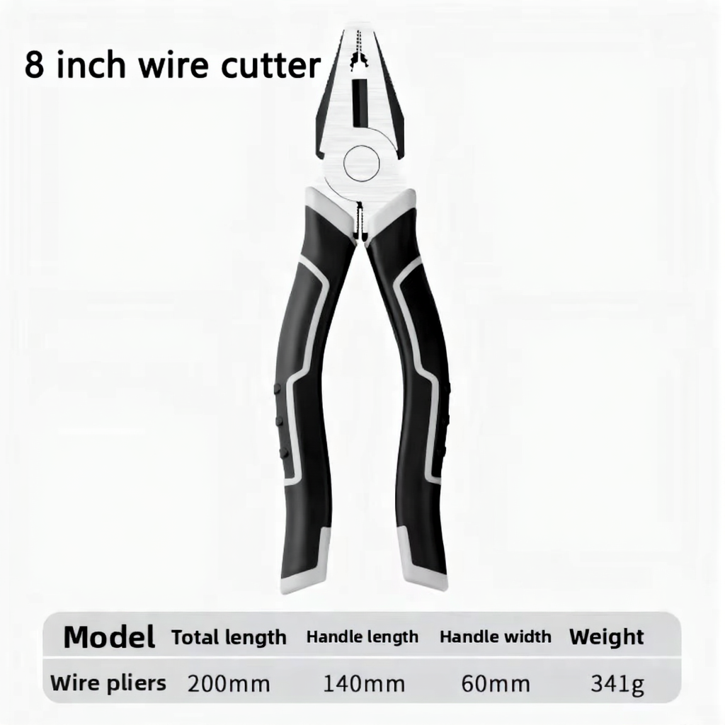 8-Inch Industrial Needle Nose Pliers – Chrome Vanadium Steel Multi-Functional Wire Pliers with Serrated Grip