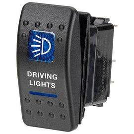 Narva Sealed Rocker Switch Off/On SPDT 12V Blue Illuminated Driving Lights Symbol (Contacts Rated 20A @ 12V)