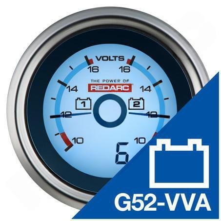 G52-VVA - Redarc Dual voltage gauge with optional current display
