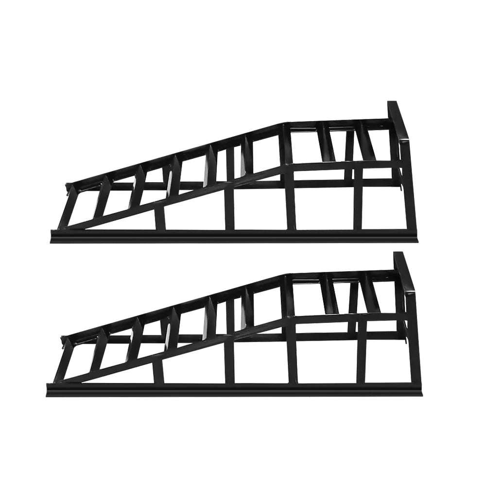Car Ramp Pair 2000kg – Extra-Wide Heavy-Duty Steel Ramps (2 Ton Capacity) - Black