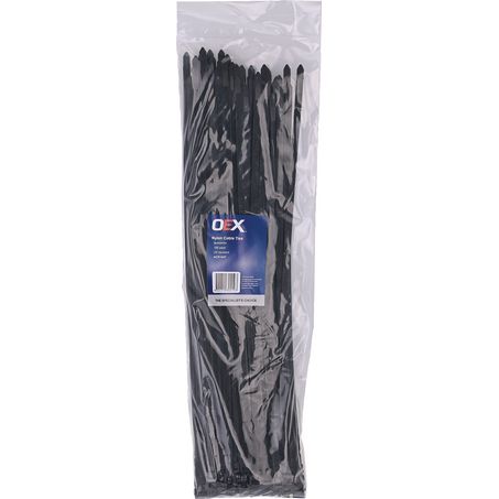 8mm x 450mm Black Nylon Cable Ties - Pack of 100