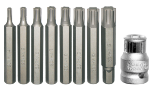 10mm Hex Ribe Insert Bit Set, 9 Piece