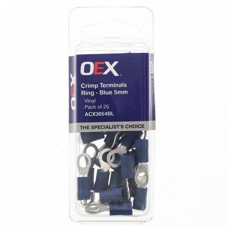 OEX ACX3054BL vinyl insulated ring terminals blue 5mm internal diameter